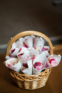 basket of wedding confetti petals